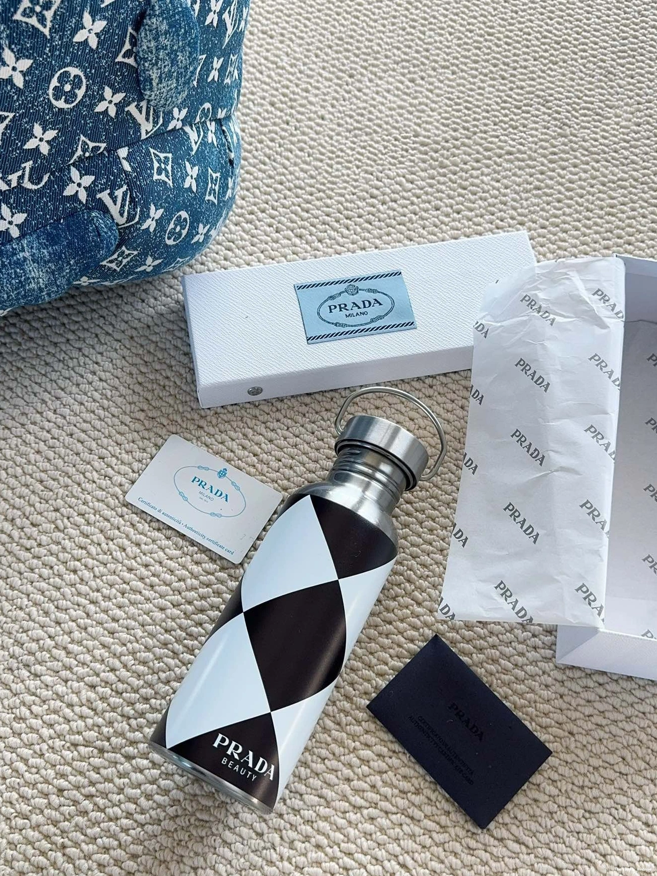 STAINLESS STEEL PRADA CHECKERED BOTTLE 0811
